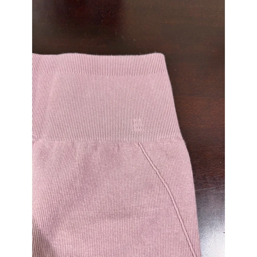 Everlane Seamless Ribbed Biker Short High Waist Lilac Pink Pale Purple XS/S